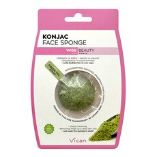 VICAN Wise Beauty KONJAC Face Sponge Green Tea Powder Σφουγγάρι Καθαρισμού Προσώπου 1τμχ