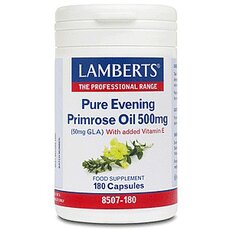 LAMBERTS Pure Evening Primrose Oil 500mg (Ωμέγα 6) Συμπλήρωμα με Γ-Λινολεϊκό οξύ (GLA) για Γυναίκες στην Εμμηνόπαυσης 180 Κάψουλες