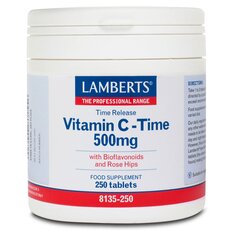 LAMBERTS Vitamin C 500mg Time Release Βιταμίνη C Βραδείας Απελευθέρωσης 250 Ταμπλέτες