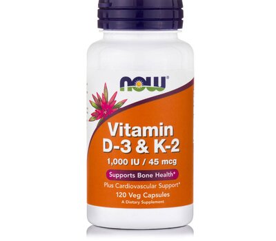 NOW FOODS Vitamin D-3 & K-2 120vcaps