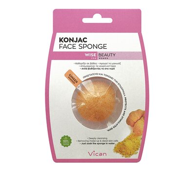 VICAN Wise Beauty KONJAC Face Sponge Ginger Powder Σφουγγάρι Καθαρισμού Προσώπου 1τμχ