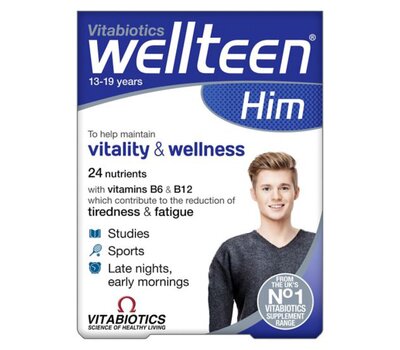 VITABIOTICS Wellteen Him Συμπλήρωμα Ειδικά Σχεδιασμένο για Εφήβους 13 -19 ετών 30Tabs