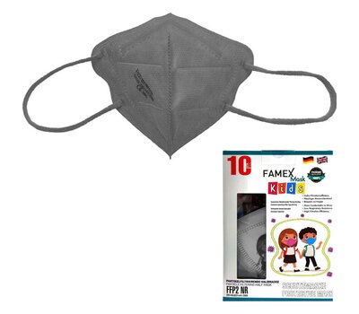  FAMEX Mask Kids Παιδικές Μάσκες Προστασίας μιας Χρήσης FFP2 NR Grey 10 Τεμάχια, fig. 1 