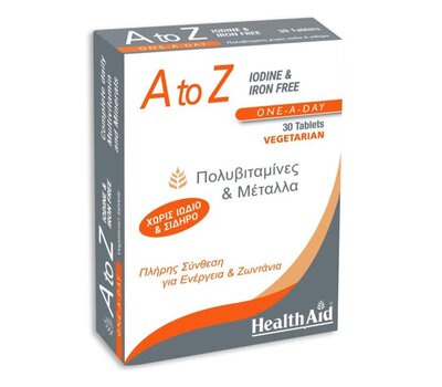  HEALTH AID A to Z Multivit Iodine & Iron Free, 30tabs, fig. 1 