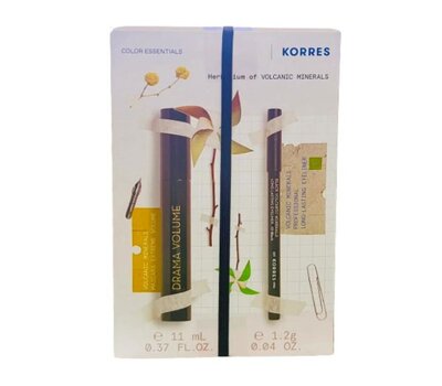  KORRES Promo Drama Black Mascara Extreme Volume για Μέγιστο Όγκο Μαύρο, 11ml & Volcanic Minerals Long Lasting Eyeliner No1 Μαύρο Μολύβι 1,2gr, fig. 1 