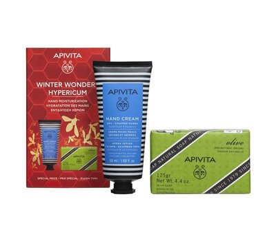  APIVITA Winter Wonders Hypericum Promo Hand Cream Κρέμα Χεριών για Ξηρά & Σκασμένα Χέρια, 50ml & Natural Soap Φυσικό Σαπούνι με Ελιά, 125gr, fig. 1 