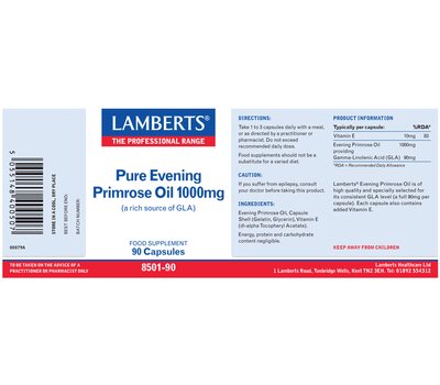  LAMBERTS Pure Evening Primrose Oil 1000mg (GLA) 90Caps, fig. 2 